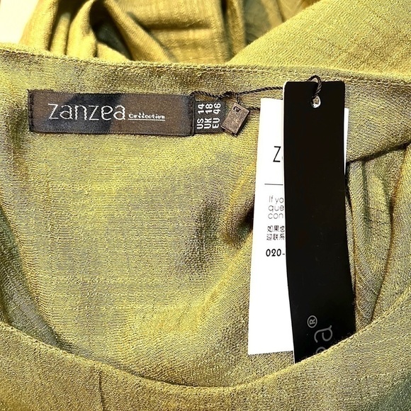 NWT Zanezea,Green & Beige Maxi Dress, Long Sleeves, Double Layered, Wow! 14 - Picture 7 of 9